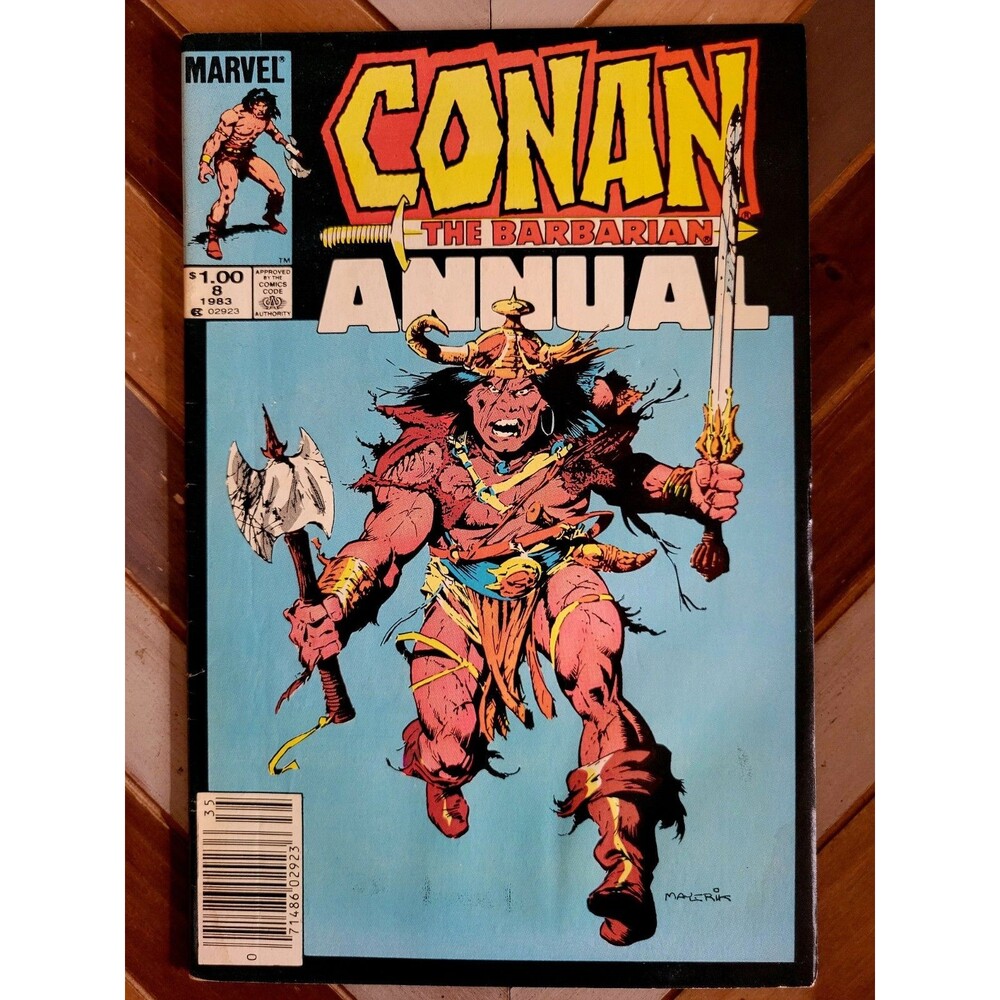 Conan Annual #8 Newsstand (Marvel 1983) King Kull/White Queen! Mayerik Art (5.0)